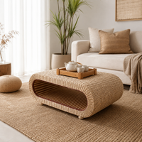 Table basse ovale en rotin naturel pour salon et espace détente – Osier tressé 3