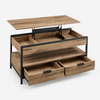 Table basse relevable industrielle avec rangement – Plateau relevable & multi-rangements