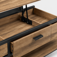 Table basse relevable industrielle avec rangement – Plateau relevable & multi-rangements 4