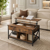 Table basse relevable bois et métal avec rangement – Plateau relevable & rangement caché 3