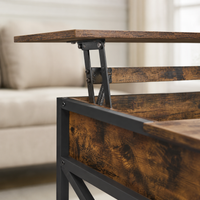 Table basse relevable bois et métal avec rangement – Plateau relevable & rangement caché 6
