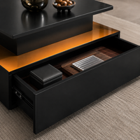 Table basse relevable rectangulaire bois avec éclairage LED – Plateau relevable & LED 4