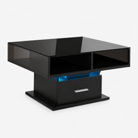 Table basse relevable extensible avec vitrine et LED – Plateau relevable & LED connectée 1