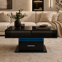 Table basse relevable extensible avec vitrine et LED – Plateau relevable & LED connectée 4