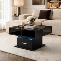 Table basse relevable extensible avec vitrine et LED – Plateau relevable & LED connectée 3