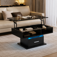 Table basse relevable extensible avec vitrine et LED – Plateau relevable & LED connectée 2