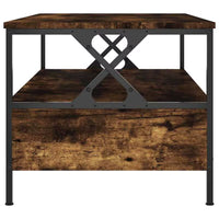 Table basse bois rectangulaire avec rangement style campagne – 2 tiroirs & compartiment 5