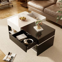 Table basse rectangulaire noire et blanche design avec rangements – Tiroir & compartiments 3