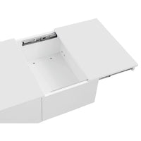Table basse blanche laquée avec rangement et tiroirs design – Ouverture par pression 5