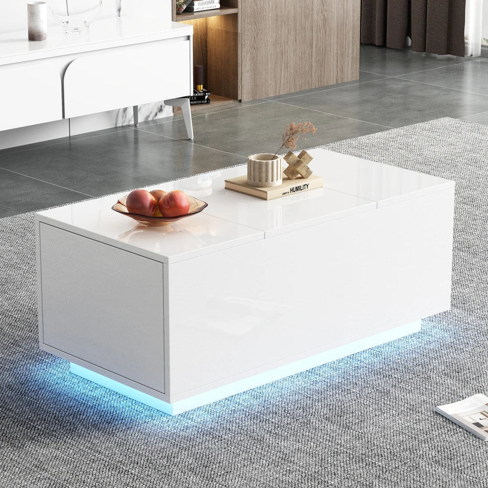 Table basse relevable avec LED et plateau ajustable – Plateau relevable & LED 16 couleurs
