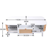 Table basse en bois et rotin avec rangements – Cannage & rangements fermés 5