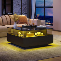 Table basse carrée avec vitrine et LED – Vitrine & LED personnalisable 4