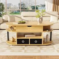 Table basse ovale relevable avec rangements design et bois – Plateau relevable 7
