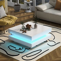 Table basse carrée blanche avec LED et plateau pivotant – Plateau pivotant 360° 3