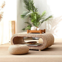 Table basse ovale en rotin naturel pour salon et espace détente – Osier tressé 2