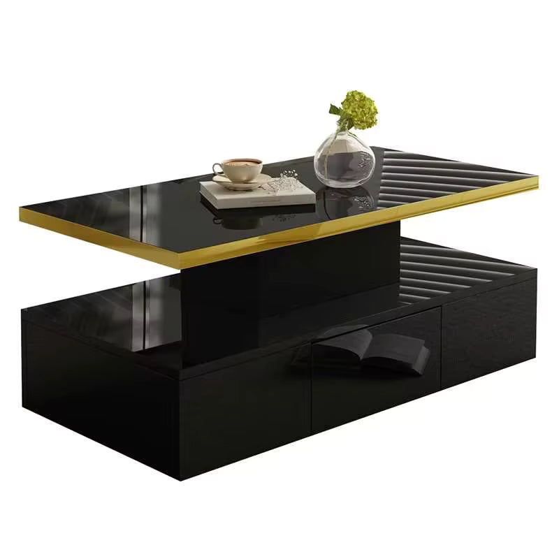 Table basse design à 2 niveaux avec tiroir et LED – 2 niveaux & LED
