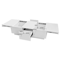 Table basse blanche laquée avec rangement et tiroirs design – Ouverture par pression 7