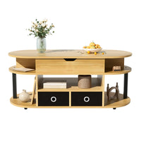 Table basse ovale relevable avec rangements design et bois – Plateau relevable 3