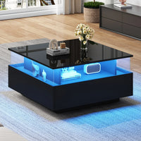 Table basse carrée avec vitrine et LED – Vitrine & LED personnalisable 2
