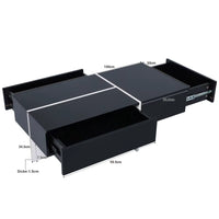 Table basse design noire et blanche avec LED – 3 tiroirs & LED connectée 5