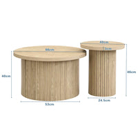 Table basse gigogne en bois design – Rondes en bois naturel, 2 tables 6