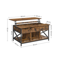 Table basse relevable bois et métal avec rangement – Plateau relevable & rangement caché 4