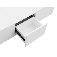 Table basse blanche laquée avec rangement et tiroirs design – Ouverture par pression 4