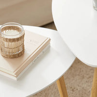 Table basse gigogne ovale blanche et bois scandinave – 2 tables 4