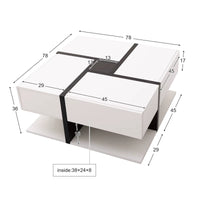 Table basse carrée moderne noire et blanche avec rangements – 4 tiroirs & niche 6
