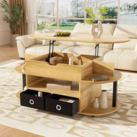 Table basse ovale relevable avec rangements design et bois – Plateau relevable 6