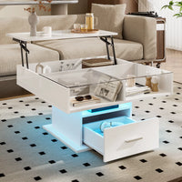 Table basse relevable avec LED et rangement – Plateau relevable & LED Bluetooth 2