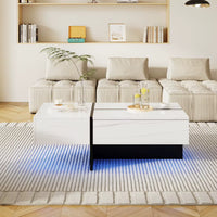 Table basse design noire et blanche avec LED – 3 tiroirs & LED connectée 8