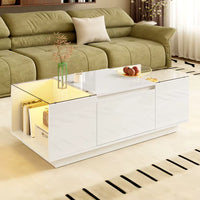 Table basse moderne en verre avec LED et rangements – LED Bluetooth 16 couleurs 2