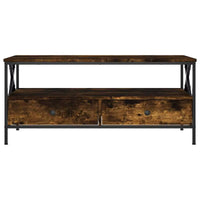 Table basse bois rectangulaire avec rangement style campagne – 2 tiroirs & compartiment 4