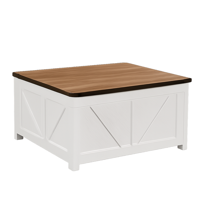 Table basse carrée à plateau relevable en bois design – Relevable & station de charge