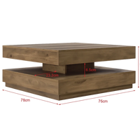 Table basse carrée avec plateau pivotant et plateau inférieur – Rangement modulable 7