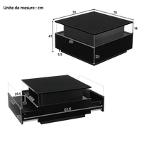 Table basse carrée avec vitrine et LED – Vitrine & LED personnalisable 9