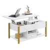 Table basse relevable extensible effet marbre blanche – 4 en 1, relevable & extensible