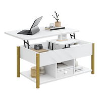 Table basse relevable extensible effet marbre blanche – 4 en 1, relevable & extensible 1