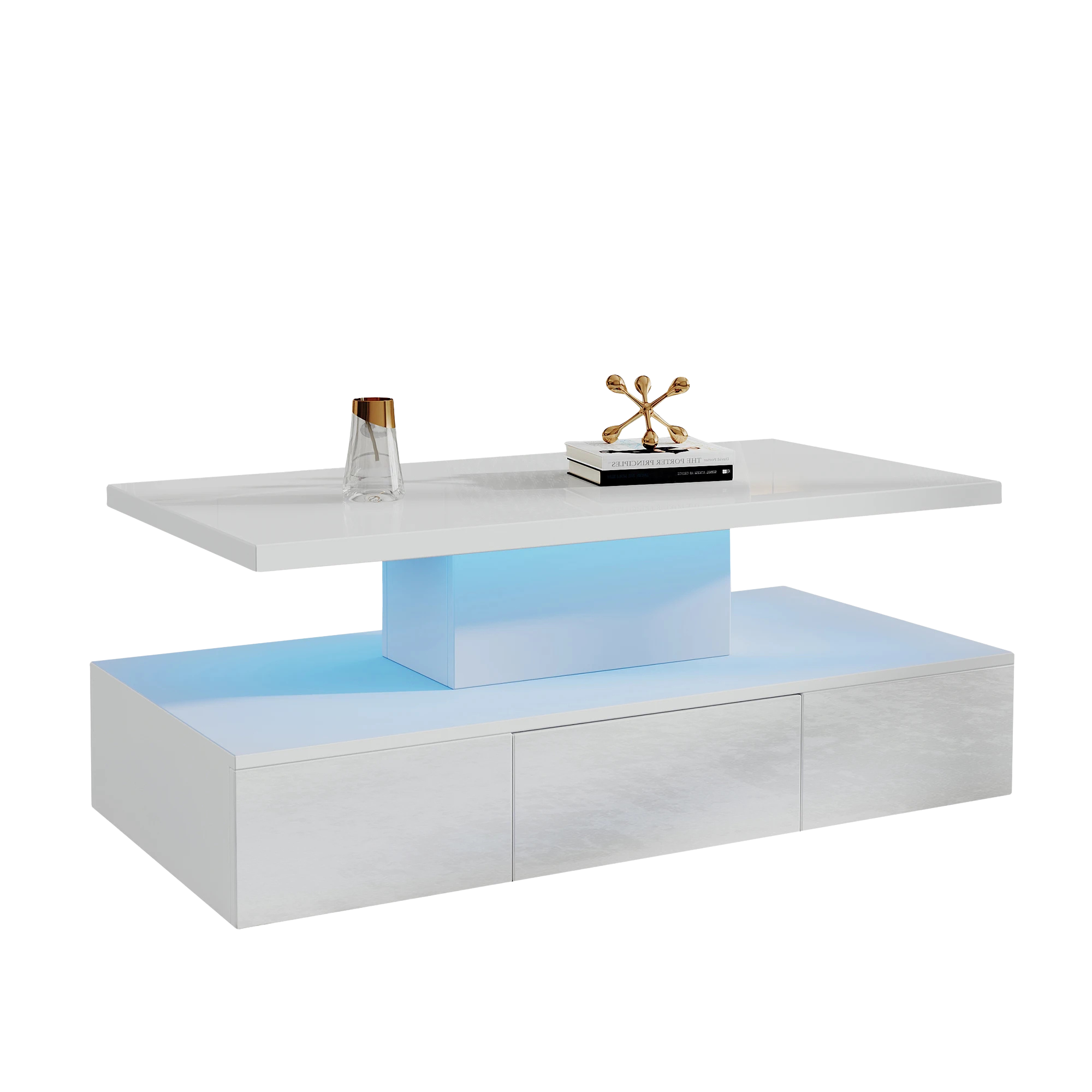Table basse à double plateau avec LED – Double plateau & LED 16 couleurs
