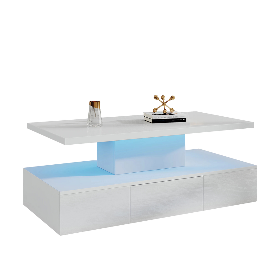 Table basse à double plateau avec LED – Double plateau & LED 16 couleurs