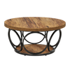 Table basse ronde bois avec rangement à 2 niveaux au style rustique – Bois & métal