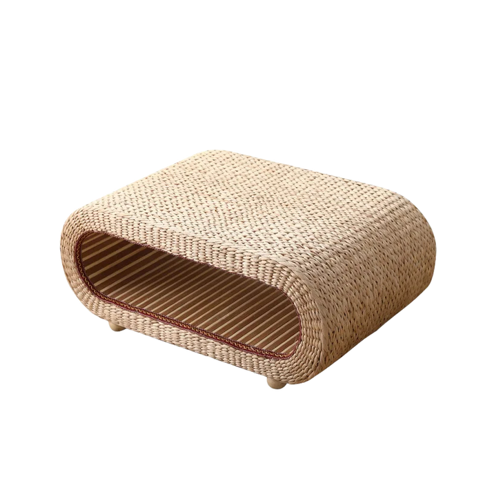 Table basse ovale en rotin naturel pour salon et espace détente – Osier tressé