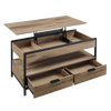 Table basse relevable industrielle avec rangement – Plateau relevable & multi-rangements