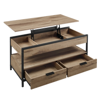 Table basse relevable industrielle avec rangement – Plateau relevable & multi-rangements 1