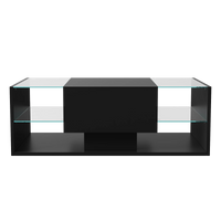 Table basse noire avec étagères en verre et éclairage LED – Verre trempé & LED 1