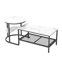Tables basses gigognes effet marbre avec rangement 1