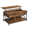 Table basse relevable bois et métal avec rangement – Plateau relevable & rangement caché