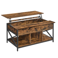 Table basse relevable bois et métal avec rangement – Plateau relevable & rangement caché 1