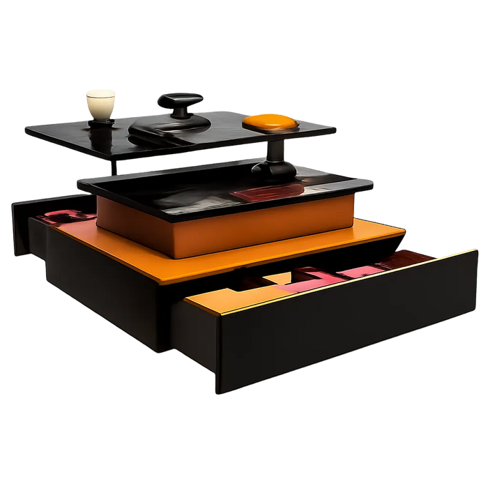 Table basse relevable rectangulaire bois avec éclairage LED – Plateau relevable & LED